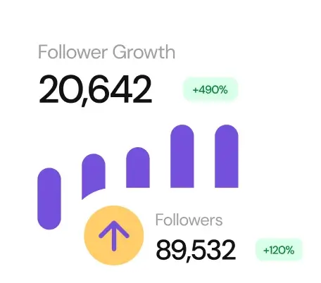 Follower growth chart showing increasing numbers